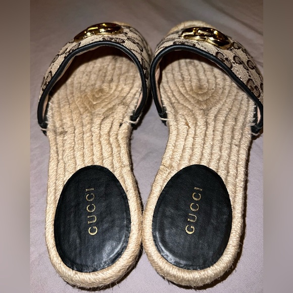 Gucci GG MATELASSÉ CANVAS ESPADRILLE SANDAL - Picture 2 of 8